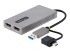Startech USB to Dual HDMI Adapter, USB A/C to 2x HDMI Monitors (1x 4K 30Hz, 1x 1080p), Integrated USB-A to C Dongle, 4in/11cm Cable, Windows & macOS - Left-angle